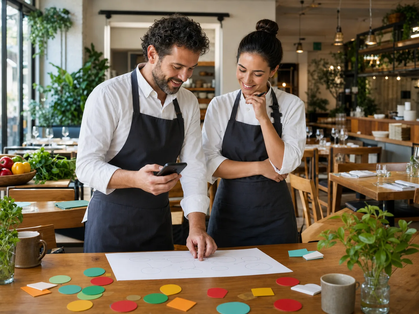 Équipe de restaurant préparant un programme de fidélité