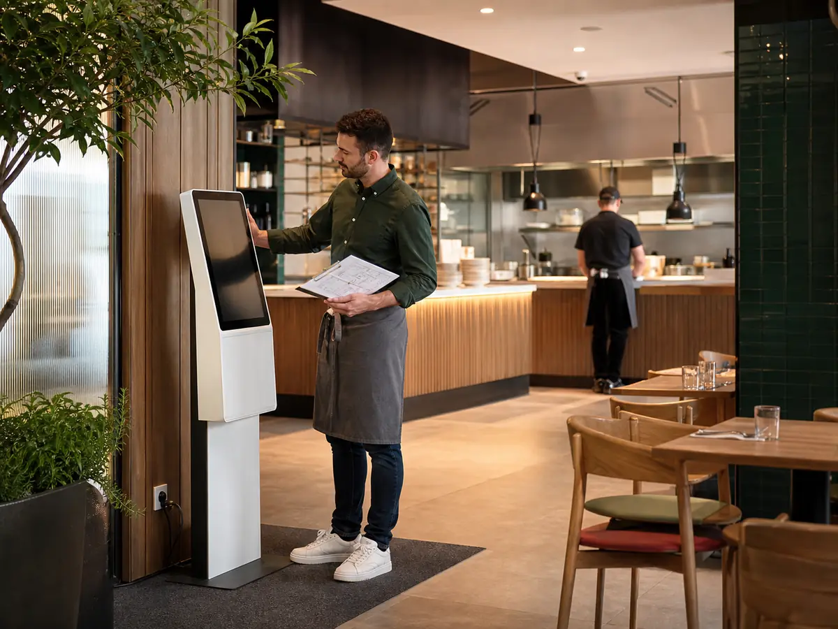 Responsable de restaurant évaluant l’implantation d’une borne de commande