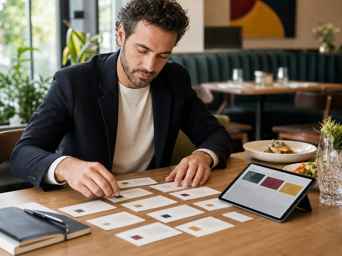 Responsable de restaurant organisant la structure d’un menu digital