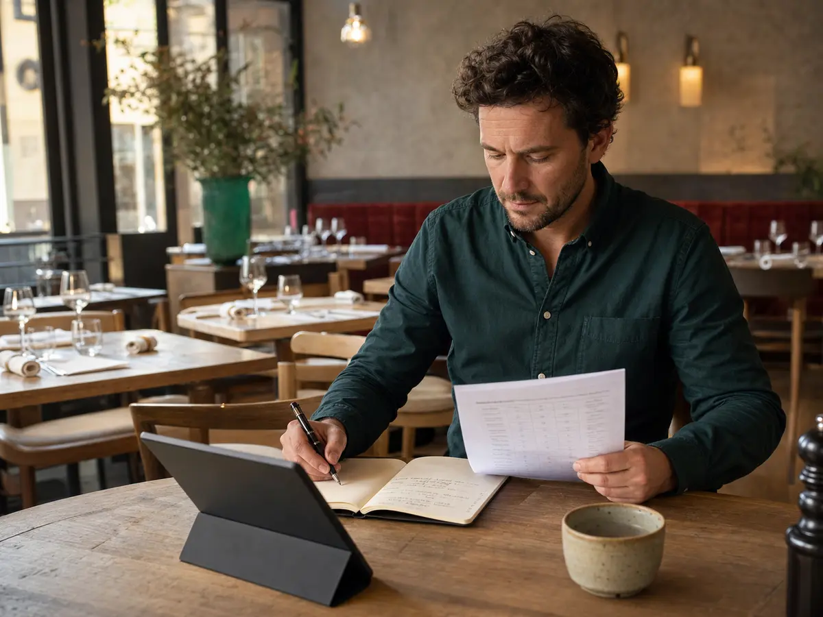 Responsable de restaurant consultant une checklist avant le service