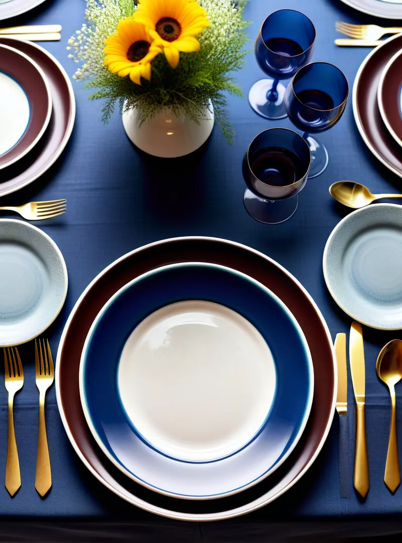 Table de restaurant dressée avant le service