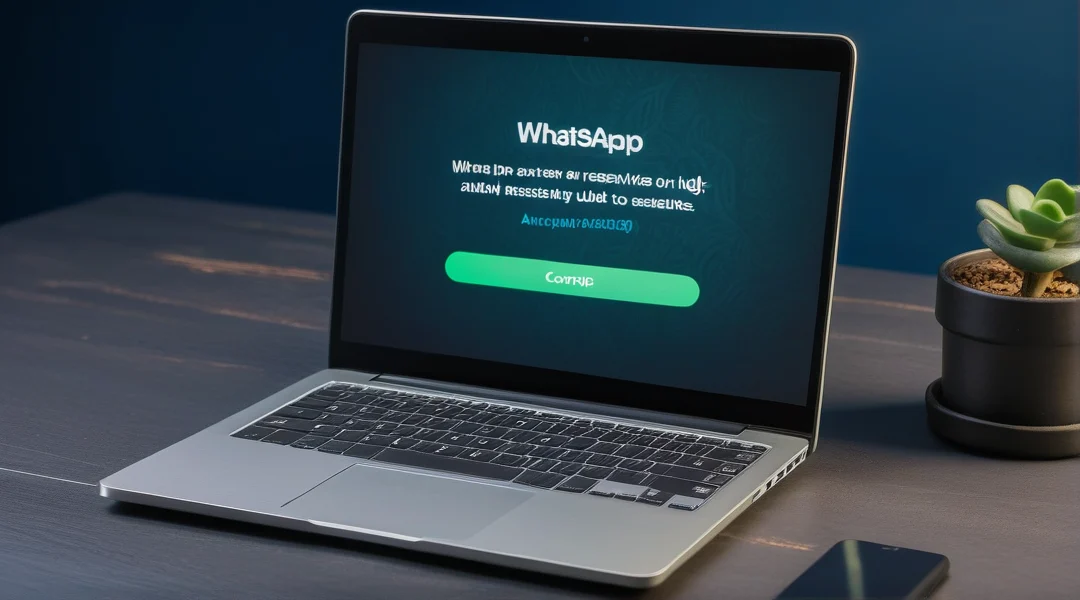 Conversation WhatsApp avec l’assistant IA Gusteo sur un ordinateur portable